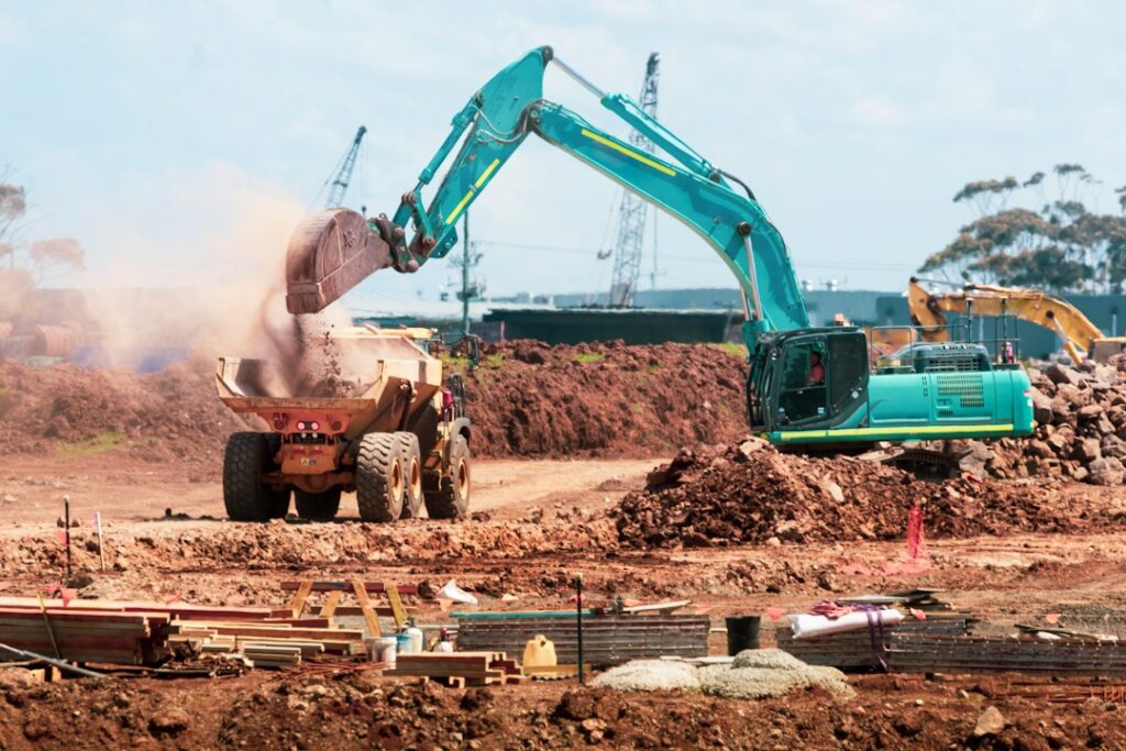 Construction equipment at a work site